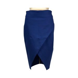 Express Womens Surplice Front Straight Pencil Skirt Size 4 Navy Blue